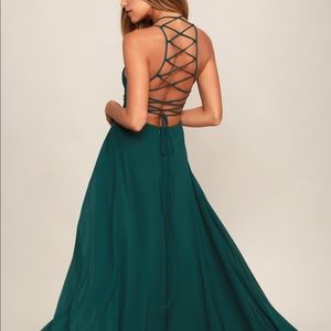 STRAPPY TO BE HERE FOREST GREEN MAXI DRESS